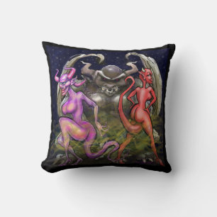 Gargoyle n Dark Fae Throw Pillow