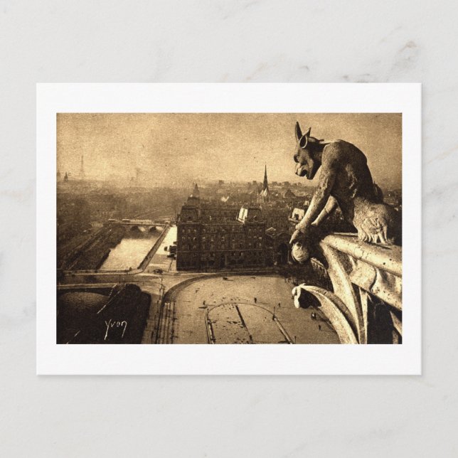 Gargoyle Notre Dame, Paris France 1912 Vintage Postcard (Front)