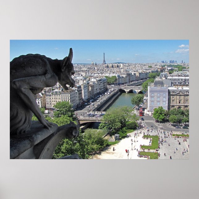 Gargoyle of the Notre-Dame watches over the Paris Poster (Front)