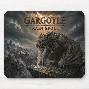 Gargoyle Rain Spout Dark Realism Mouse Pad
