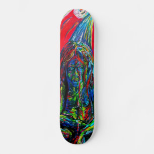 Gargoyle Sci Fi Winged Creature Oil Paint Skateboard