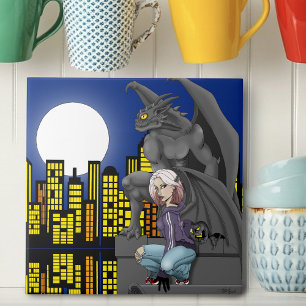 Gargoyle Urban Fantasy Cityscape Tile