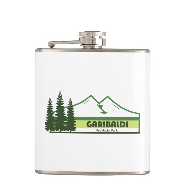 Garibaldi Provincial Park Green Stripes Hip Flask (Front)