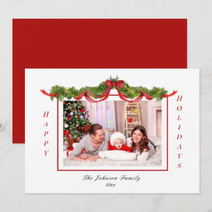 Garland and Bows Holiday photo Announcement