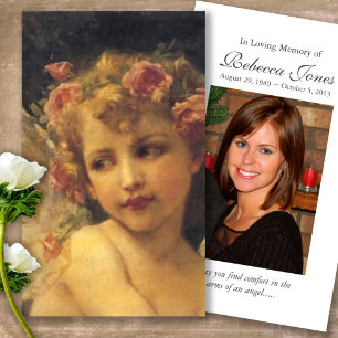 Garland Angel Funeral Sympathy Prayer Card