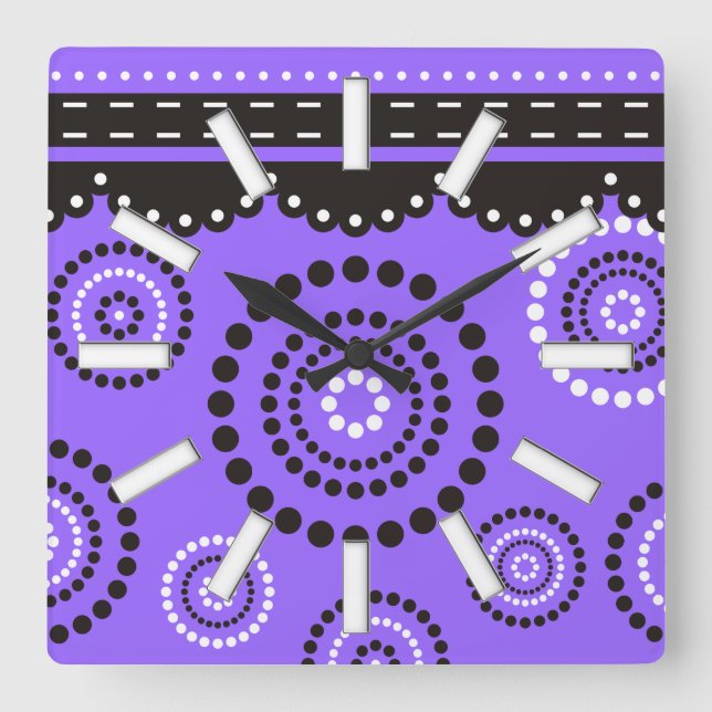 Garland ARTdeco black white + your backgr. colour Square Wall Clock (Front)