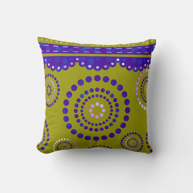 Garland ARTdeco violet blue + your backgr. colour Throw Pillow (Front)