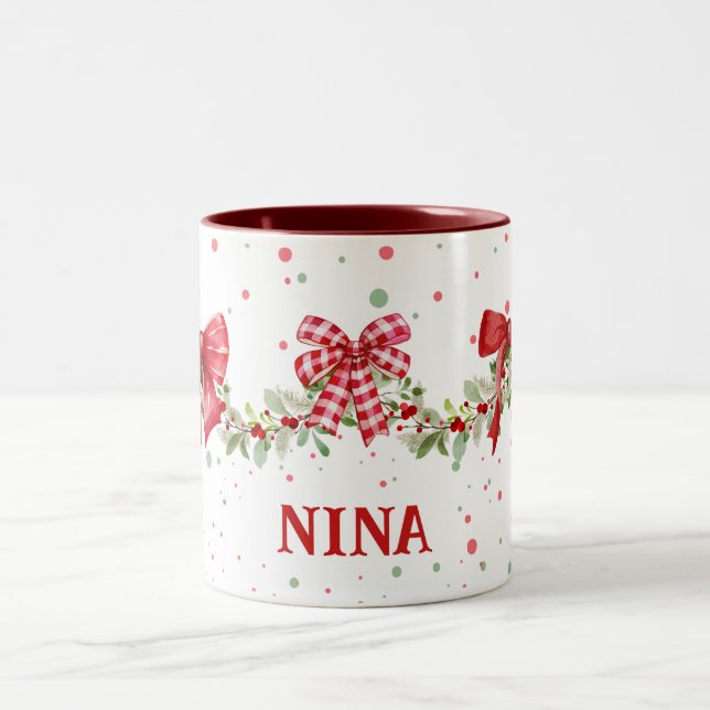 Garland de courge rouge - Mug de Noël personnalisé (Centre)