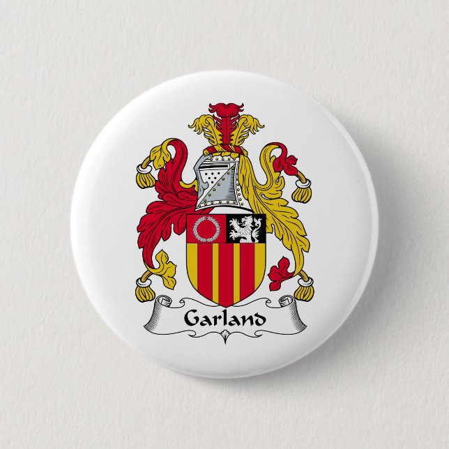 Garland Family Crest 2 Inch Round Button (Front)