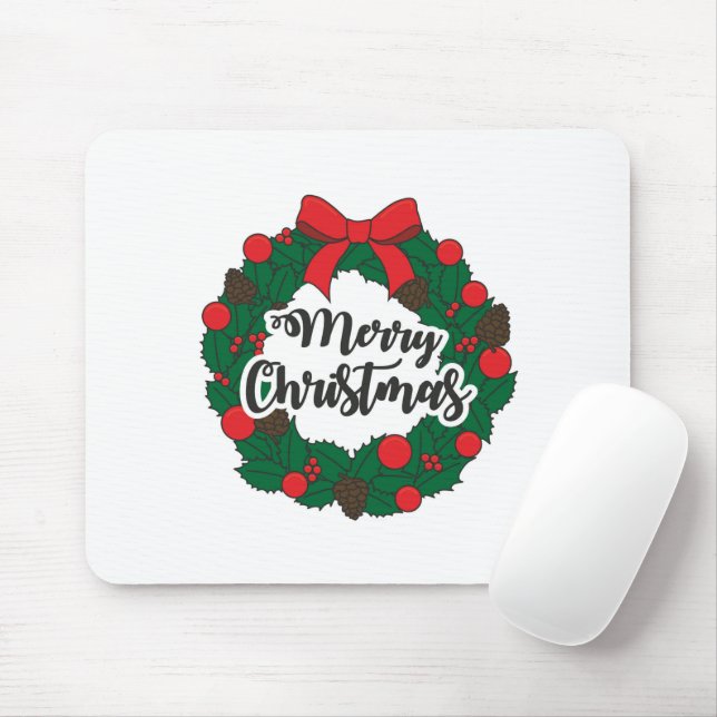 Garland Merry Christmas Mouse Pad (With Mouse)