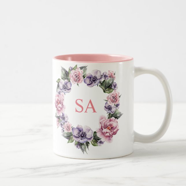 Garland monogramme de fleurs Mug (Droit)