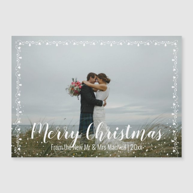Garland Trimmed Holiday Photo 5 x 7 Carte magnétiq (Devant)