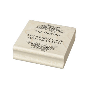Garlands Address Design  Rubber Stamp