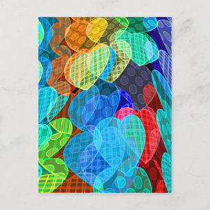 garlands of pastel coloured hearts postcard