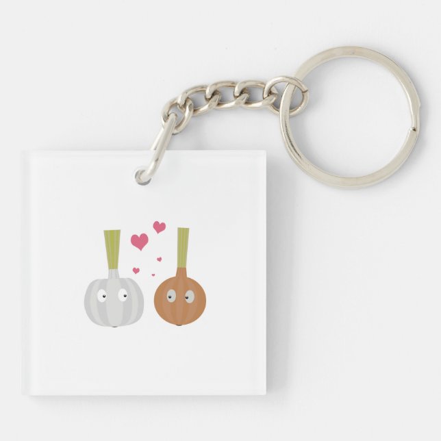 Garlic and Onion in love Keychain (Back)