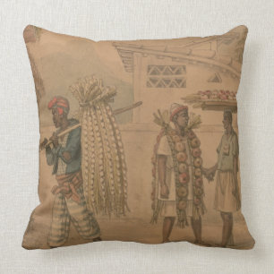 Garlic and Onion Sellers, 1826 (w/c on paper) Throw Pillow