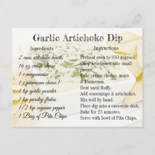 Garlic Artichoke Dip Recipe Postcard