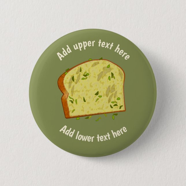 Garlic Bread - Herby Italian Loaf Slice - own text 2 Inch Round Button (Front)