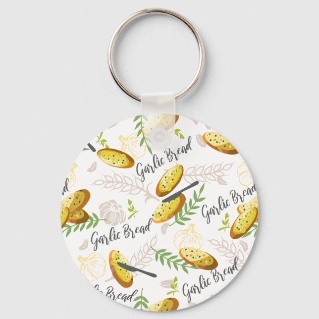 Garlic Bread Illustration Pattern V1 Keychain (Front)