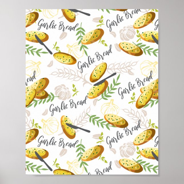 Garlic Bread Illustration Pattern V1 Poster (Front)
