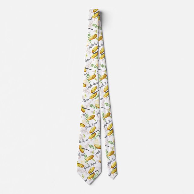 Garlic Bread Illustration Pattern V1 Tie (Front)