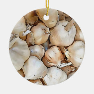 Garlic Bulbs Ceramic Ornament