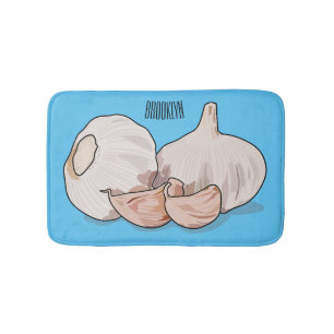 Garlic cartoon illustration bath mat