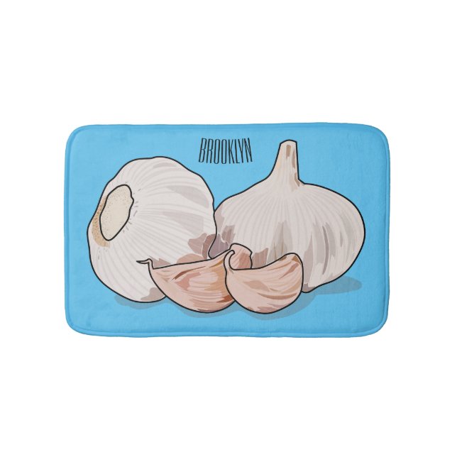Garlic cartoon illustration   bath mat (Front)