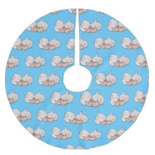 Garlic cartoon illustration brushed polyester tree skirt