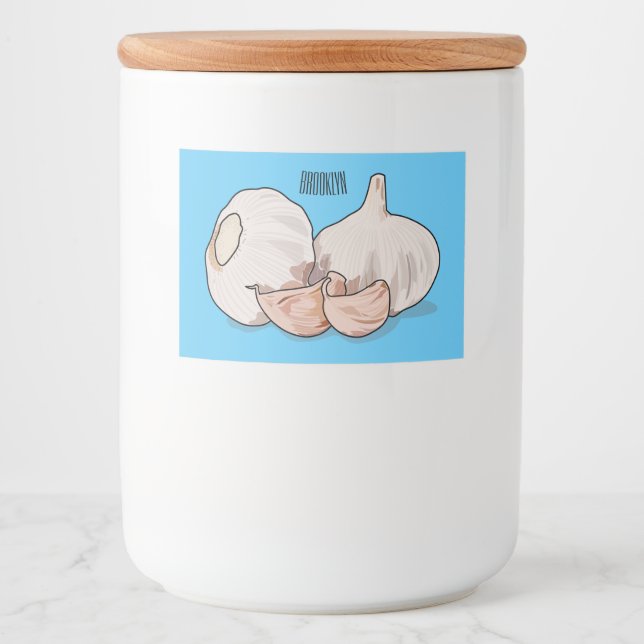 Garlic cartoon illustration   food label (Front)