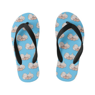 Garlic cartoon illustration kid's flip flops