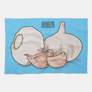 Garlic cartoon illustration kitchen towel