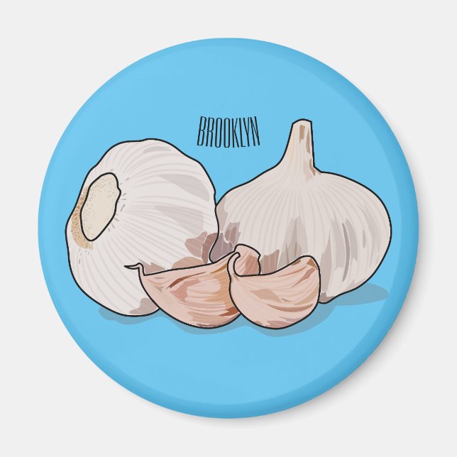 Garlic cartoon illustration   magnet (Front)