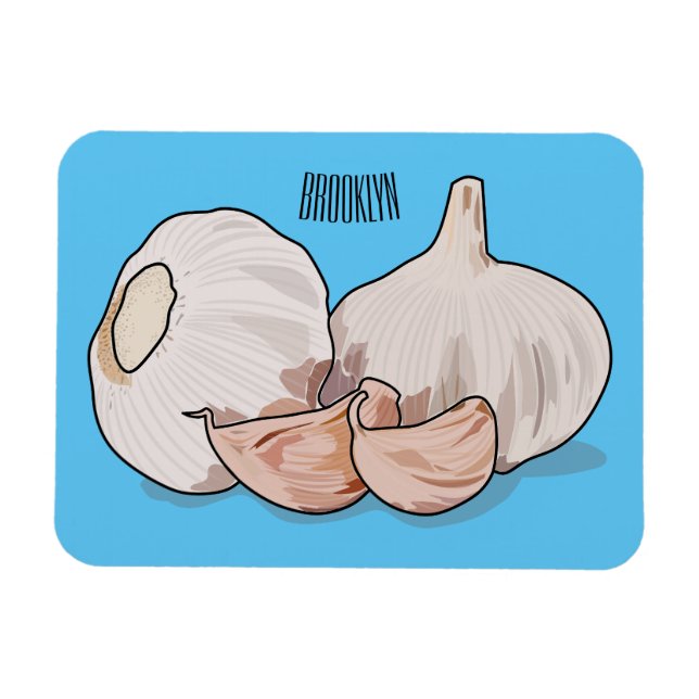 Garlic cartoon illustration   magnet (Horizontal)