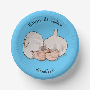 Garlic cartoon illustration paper plate