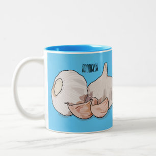 Garlic cartoon illustration Two-Tone coffee mug
