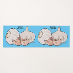 Garlic cartoon illustration yoga mat
