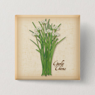 Garlic Chives Herb 2 Inch Square Button