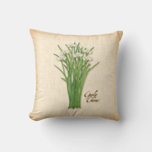 Garlic Chives Herb Throw Pillow