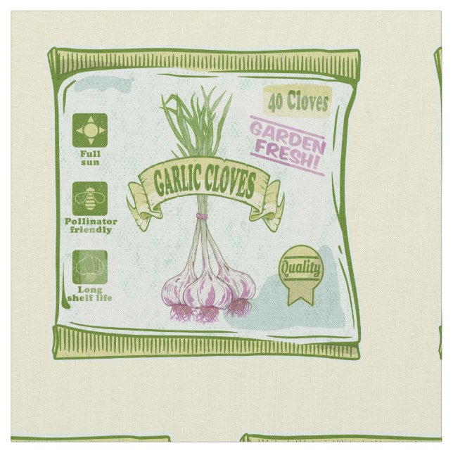 Garlic Cloves Vegetable garden Fabric (Close Up)
