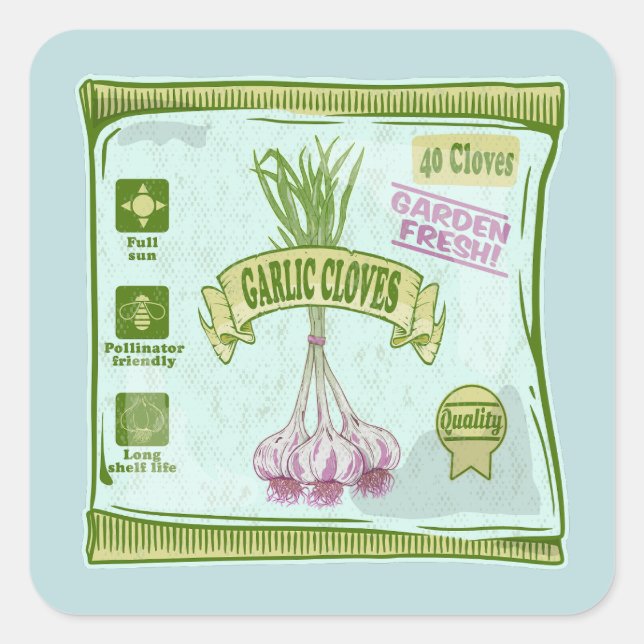 Garlic Cloves Vegetable garden Square Sticker (Front)