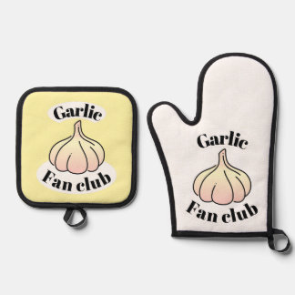 Garlic fan club oven mitt & pot holder set