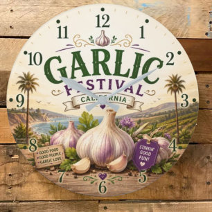 Garlic Festival California Farm Market Culinary  Large Clock