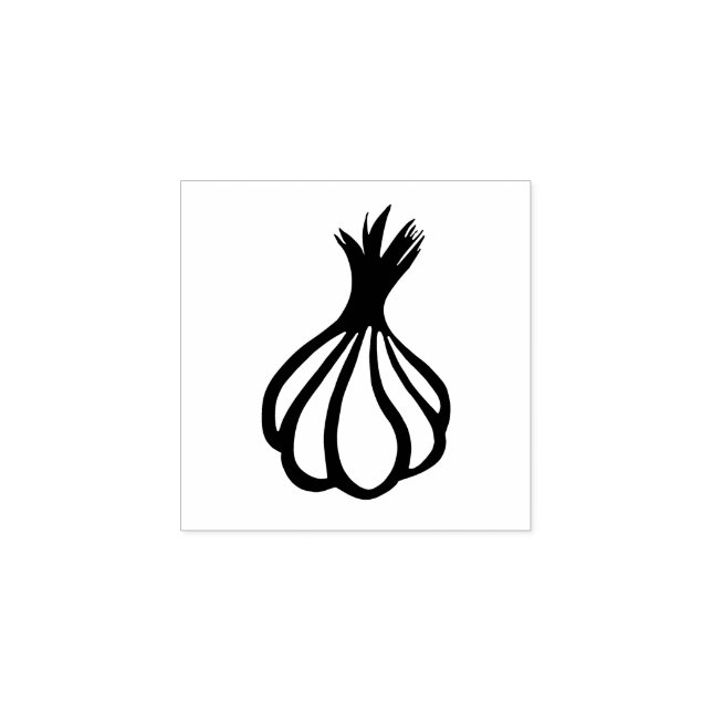 Garlic Gardening Vegetable Rustic Lino-cut Style Rubber Stamp (Imprint)