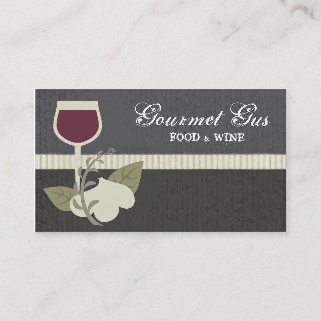 garlic herbs wine chef catering business cards (Front)