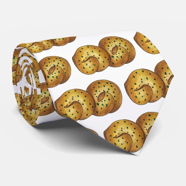Garlic Knots Bread Roll Italian Food Cooking Chef Tie (Rolled)