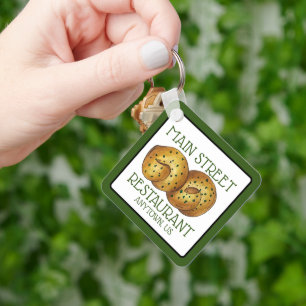 Garlic Knots Bread Roll Italian Food Restaurant Keychain