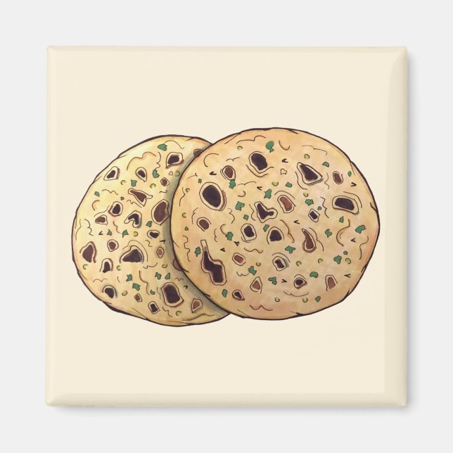 Garlic Naan Baked Indian Flatbread Cuisine Food Magnet (Front)