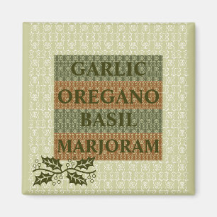 GARLIC,OREGANO,BASIL,MARJORAM KITCHEN MAGNET