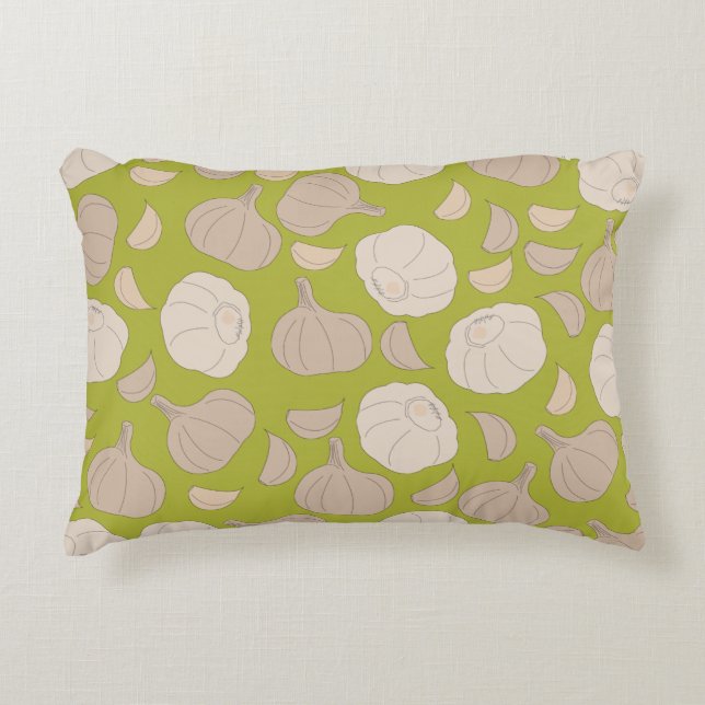 Garlic Pattern - Garlic Cloves & Bulb Accent Pillow (Front)